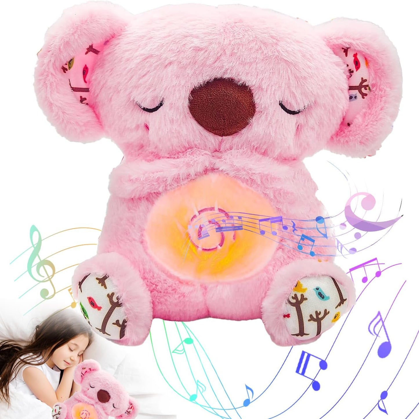 Peluche relajante para bebé que simula respiración ( koala rosa )