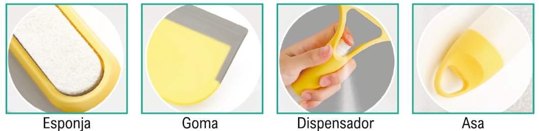 Limpiacristales con dispensador 3 en 1